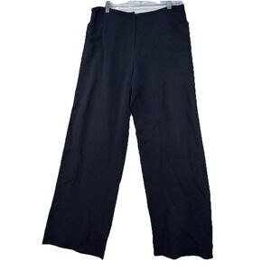 Allan Waller Made In Italy Size 10 Wool Linen Blend Wide Leg Trouser Pants Blue